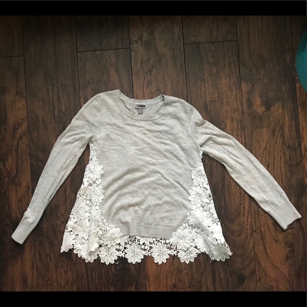 Chelsea28 Sweater with lace back. Size Small